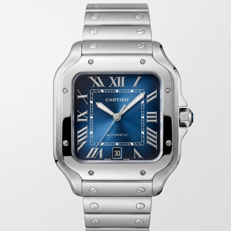 Santos de CT Automatic Stainless Steel Case with Gradient Blue Sunburst Dial