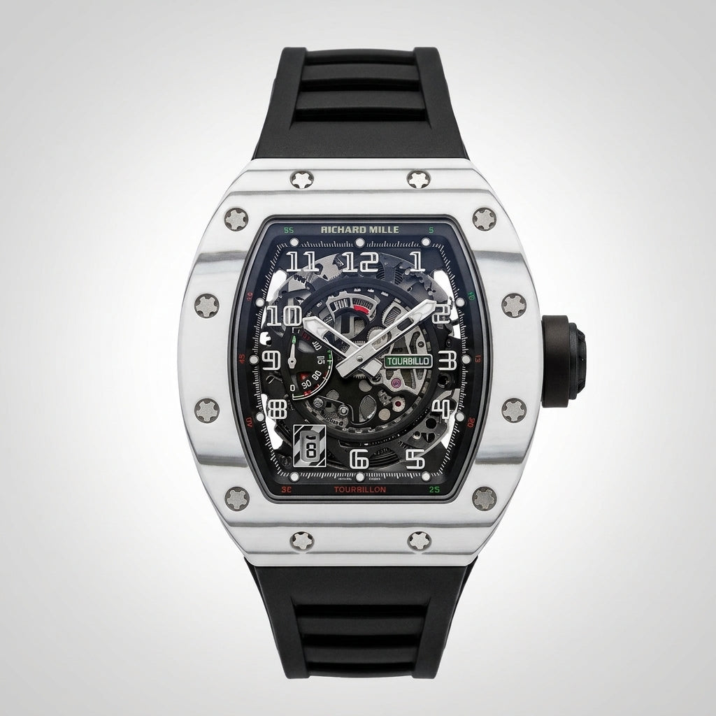 RM Index Dial White Quartz Case with Black Strap