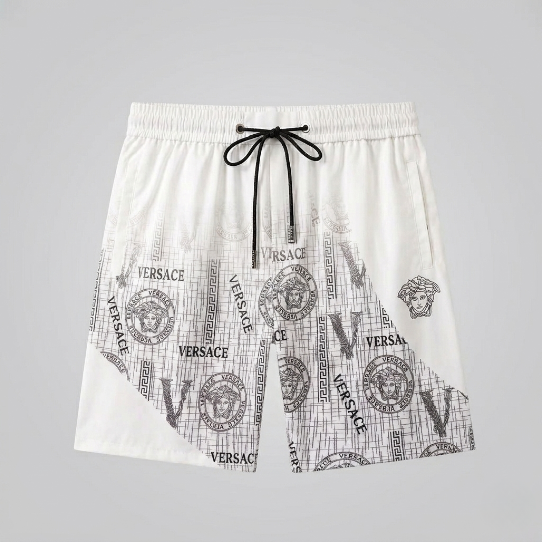 Costume da Bagno Stampa Logo Grid Medusa Bianco