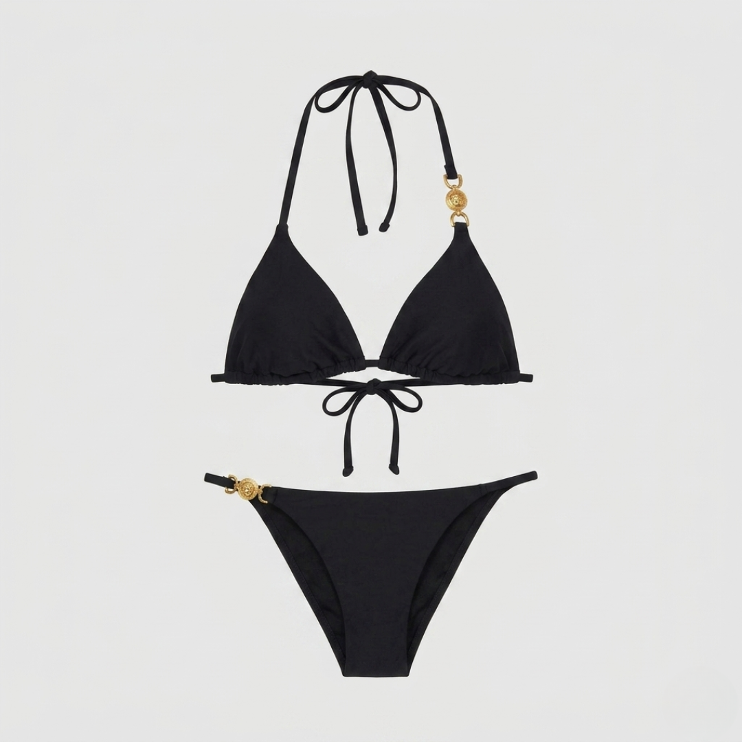 Costume da Bagno Bikini Triangolo Hardware Medusa Nero