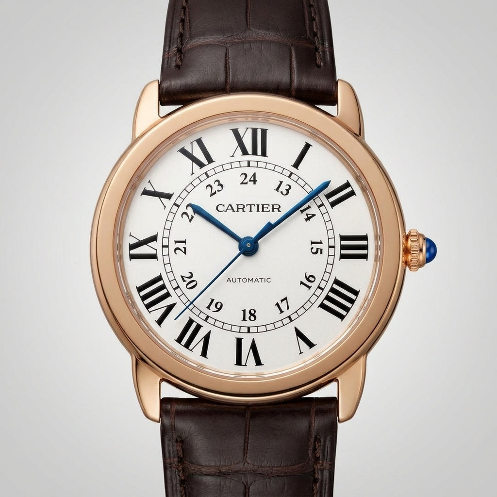 Ronde Louis CT Rose Gold with Brown Leather Strap