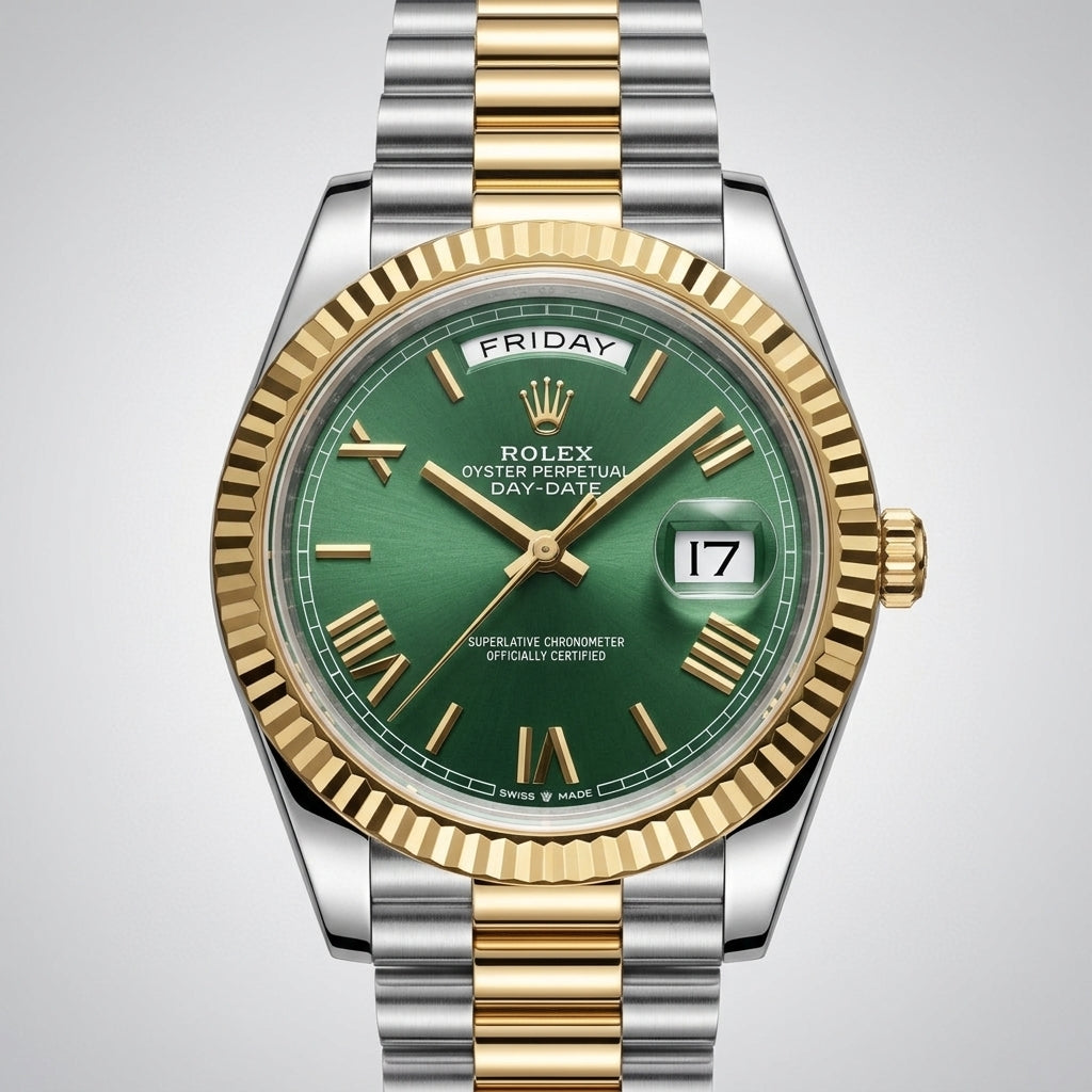 Day-Date Two-Tone Steel & Yellow Gold Color– Green Sunburst Dial