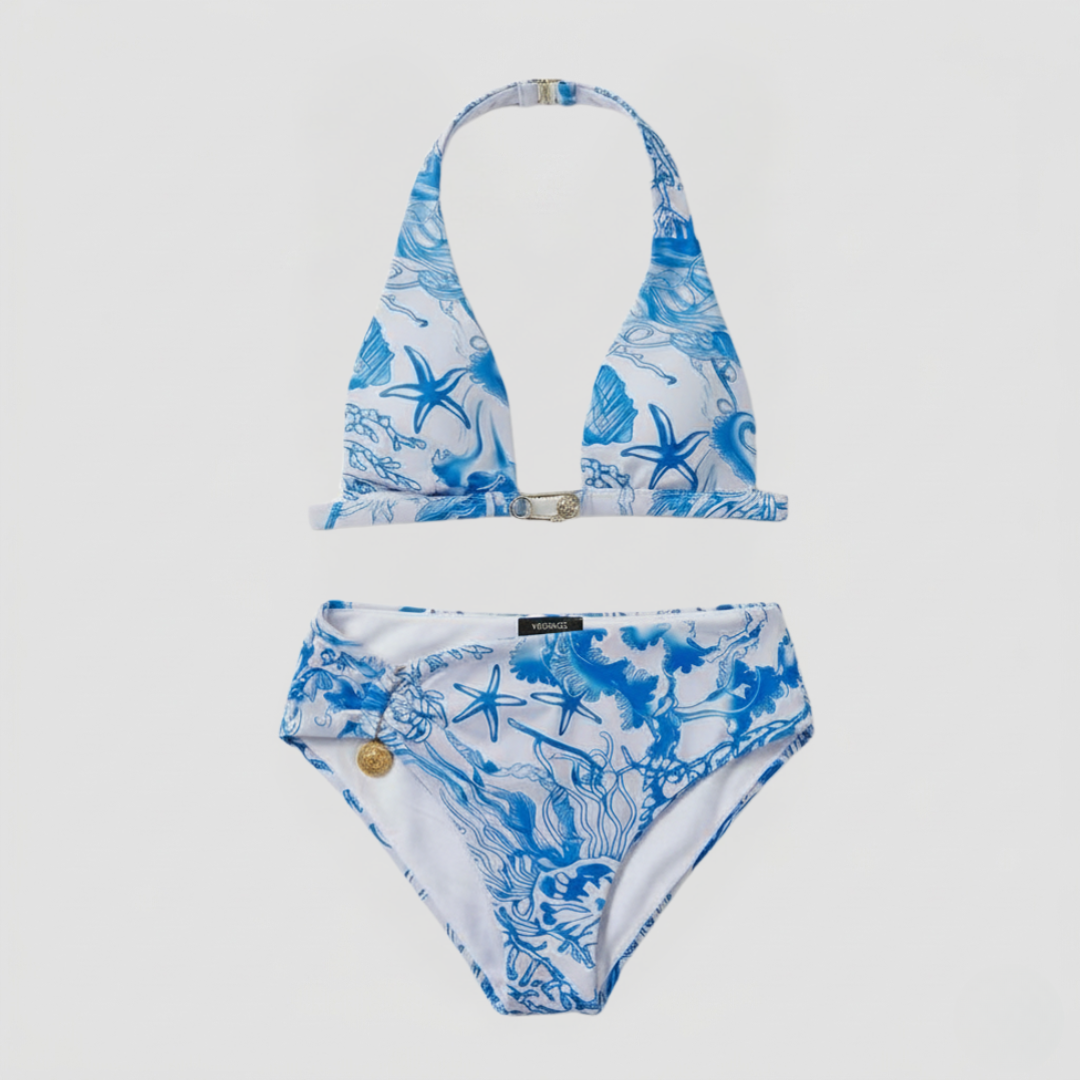 Costume da Bagno Bikini Stampa Stelle Marine Blu