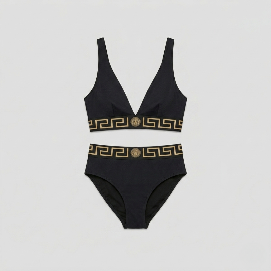 Costume da Bagno Bikini Dettaglio Greca Nero