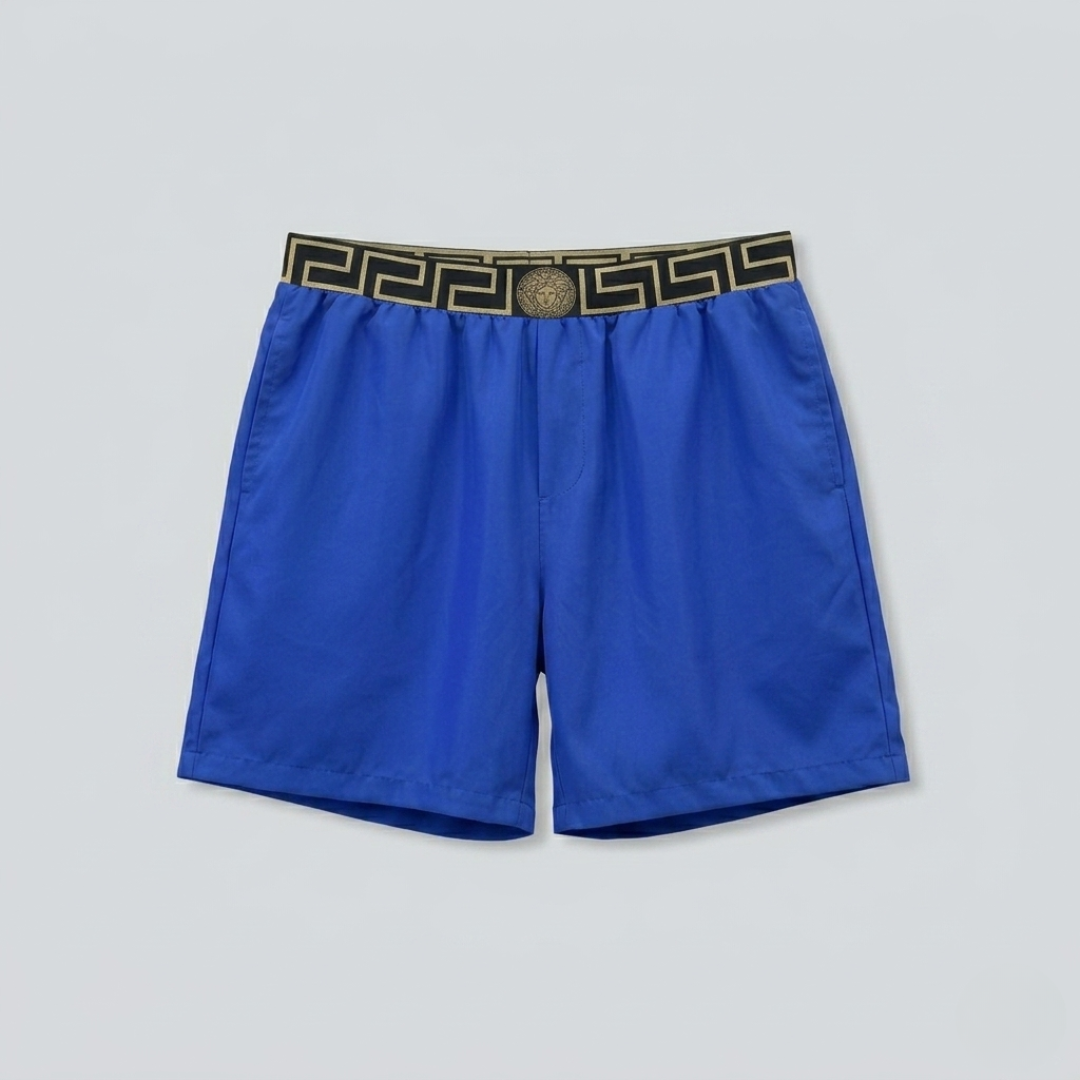 Costume da Bagno con Bordo Greca Blu Royal