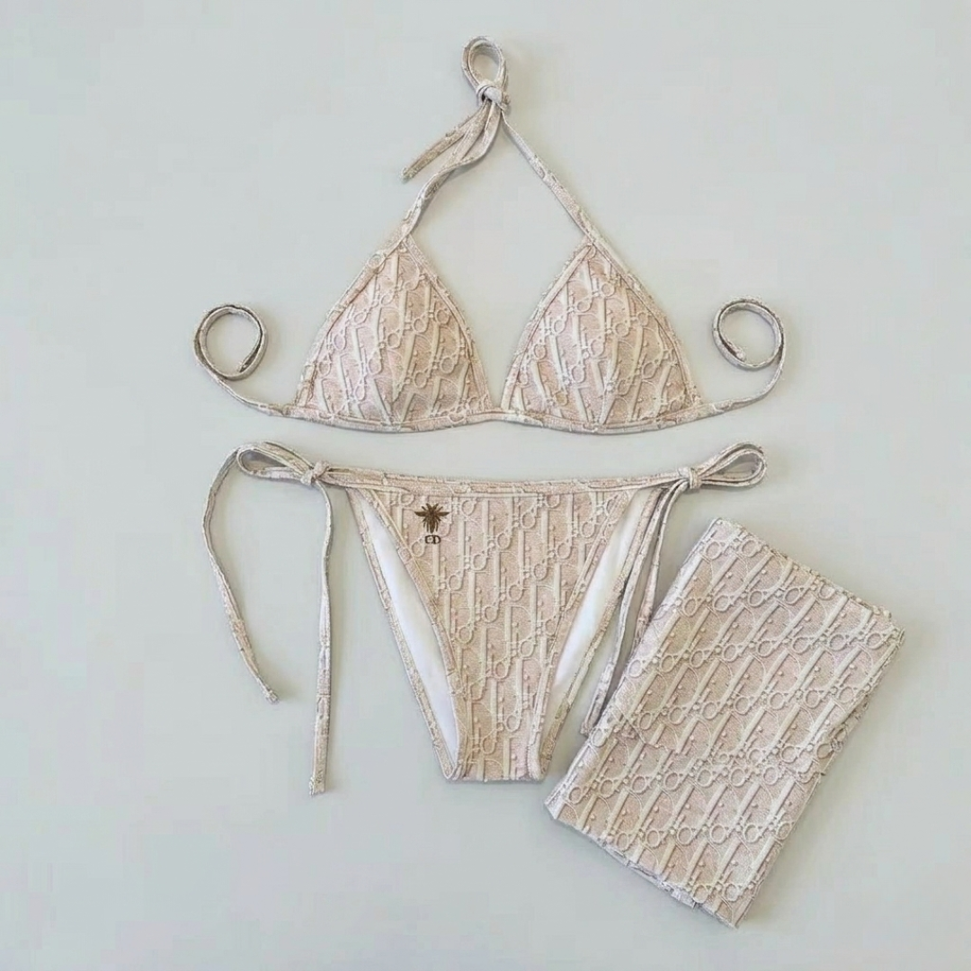 Bikini con Monogramma Miss Dior Beige