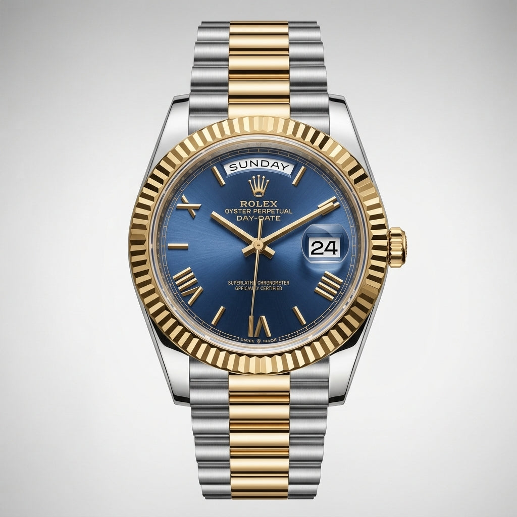 Day-Date Two-Tone Steel & Yellow Gold Color with Blue Dial