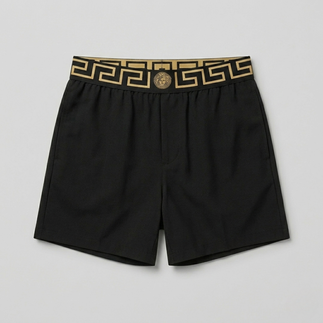 Costume da Bagno con Bordo Greca Nero