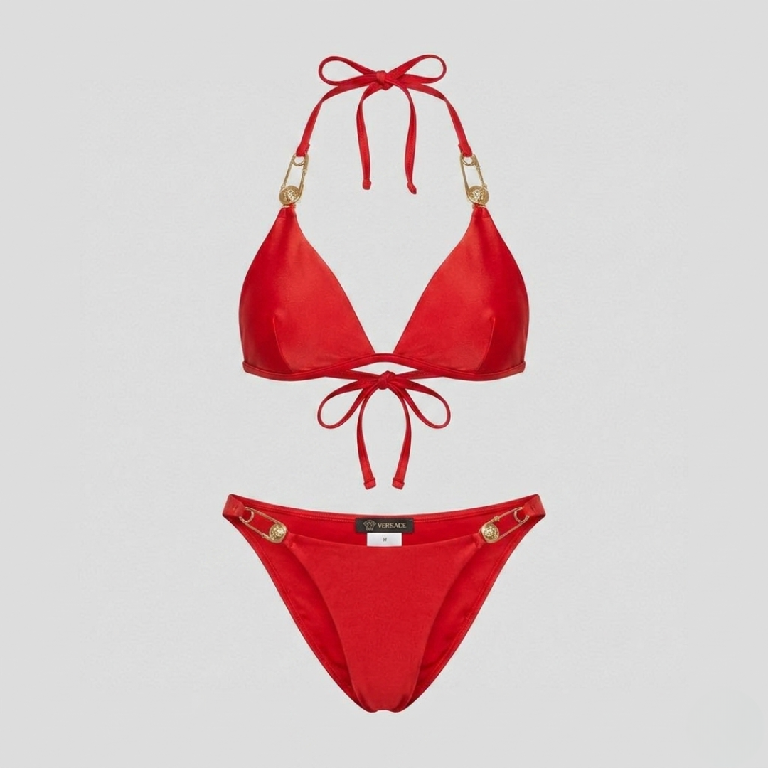 Costume da Bagno Bikini Triangolo Safety Pin Rosso