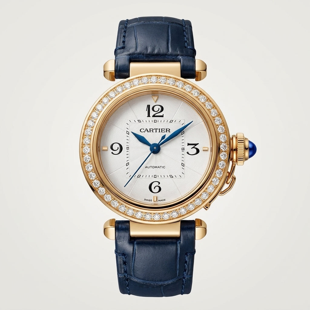 Pasha de CT Automatic Yellow Gold Color Case and Blue Alligator Leather Strap