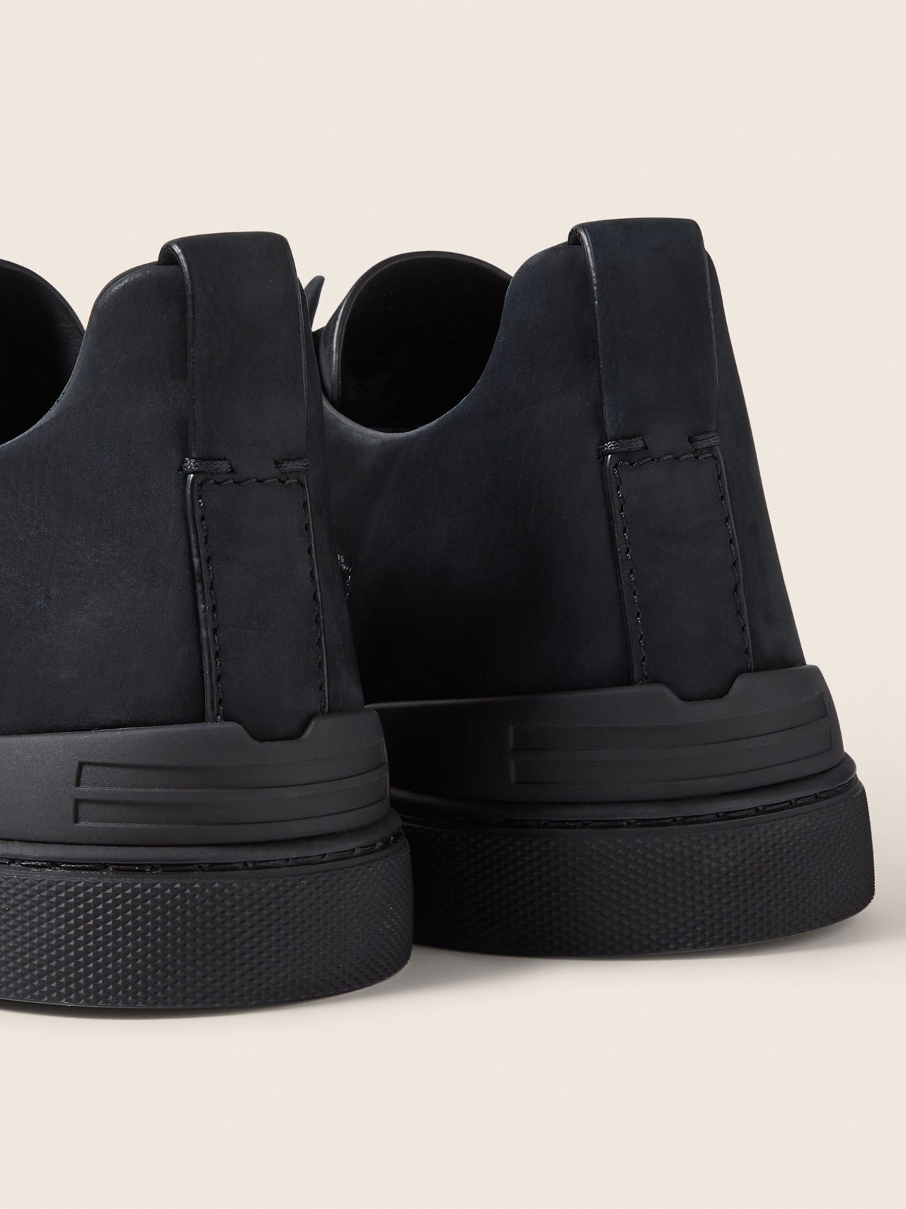 Total Black Triple Stitch SECONDSKIN Suede Sneakers