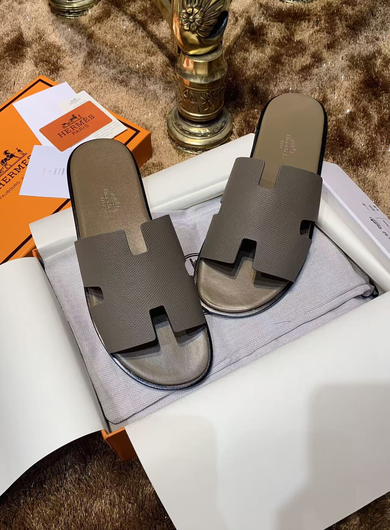 Sandali da uomo Izmir in pelle Epsom color taupe