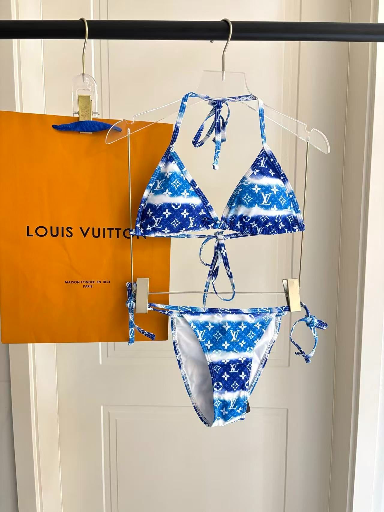 Bikini Abstract Cloud Monogram Blu