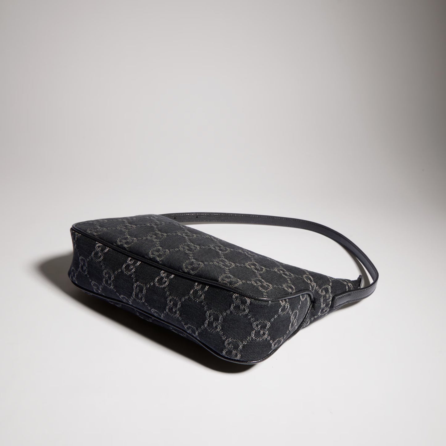 Borsa a spalla Lady Lunetta misura piccola in denim GG nero
