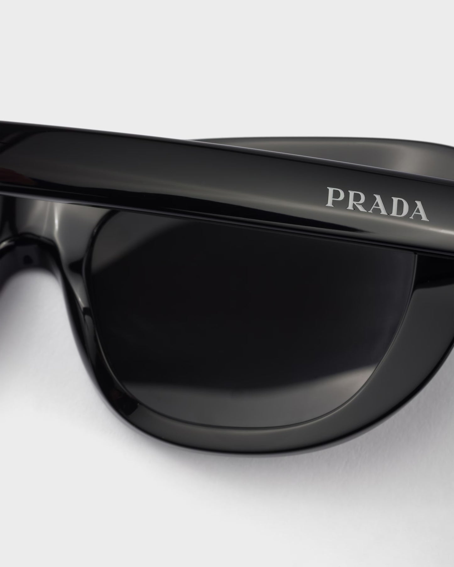 Rectangular black acetate sunglasses with Slate lenses