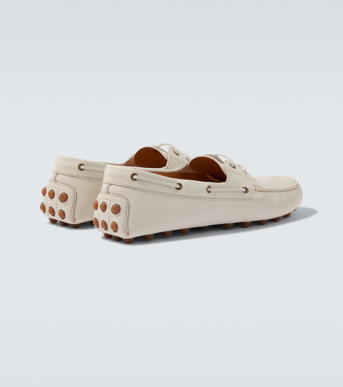 White leather loafers