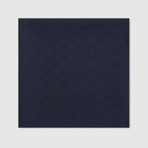 Blue GG silk and cotton pocket square
