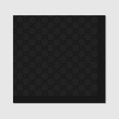 Black GG cotton silk pocket square