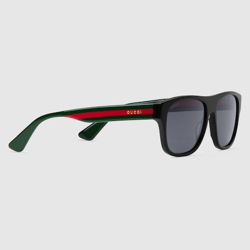 Men's black rectangular acetate sunglasses