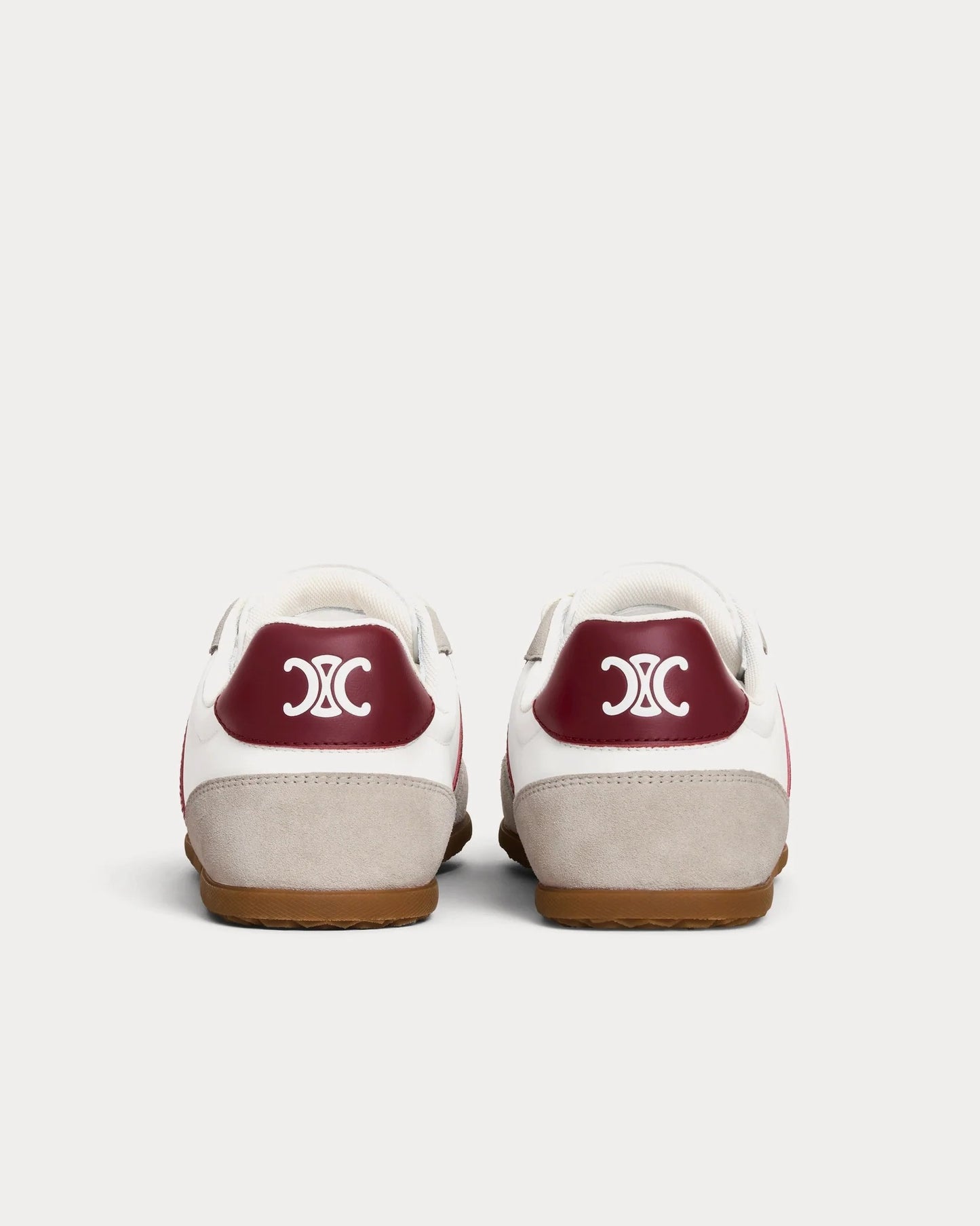 Jogger with Triomphe Signature Suede Calfskin Optic White / Burgundy / Dark Grey Low Top Sneakers
