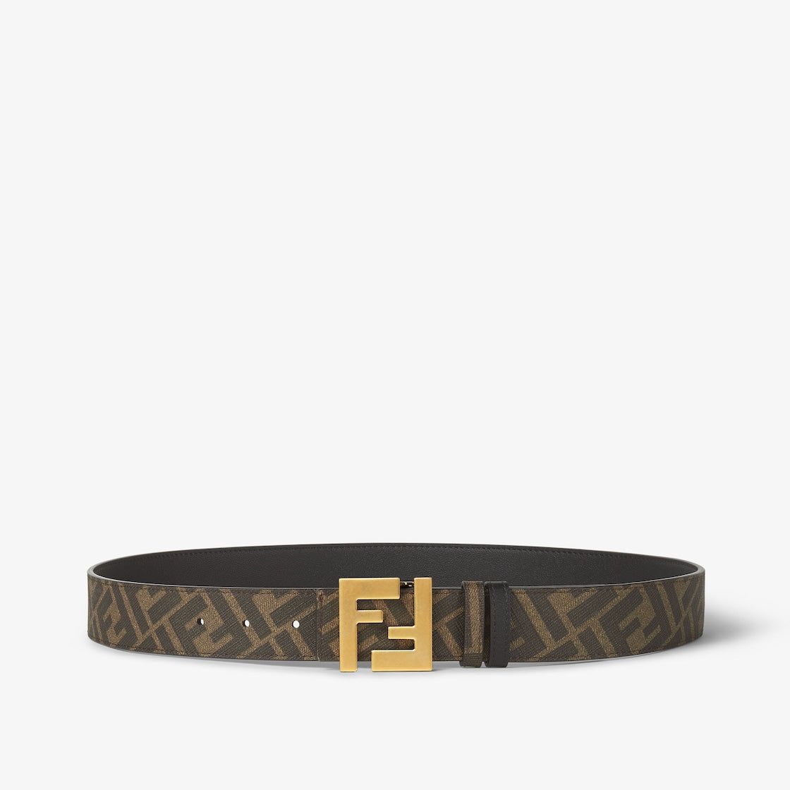 Men's reversible FF fabric belt in brown