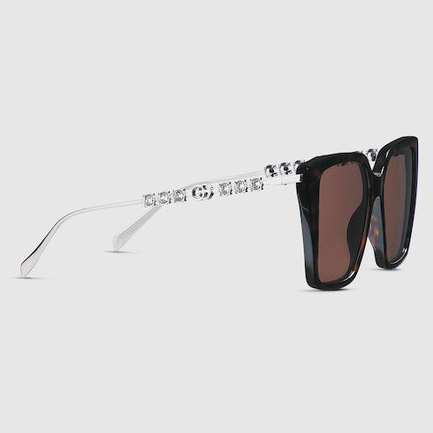 Occhiali da sole quadrati tartarugato marrone