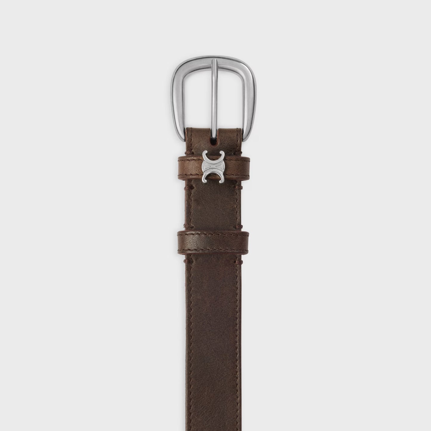Cintura Vivienne 25 mm in pelle di vitello vintage marrone scuro uomo