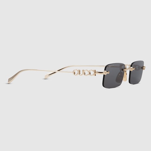 Men's rectangular sunglasses in gold tone