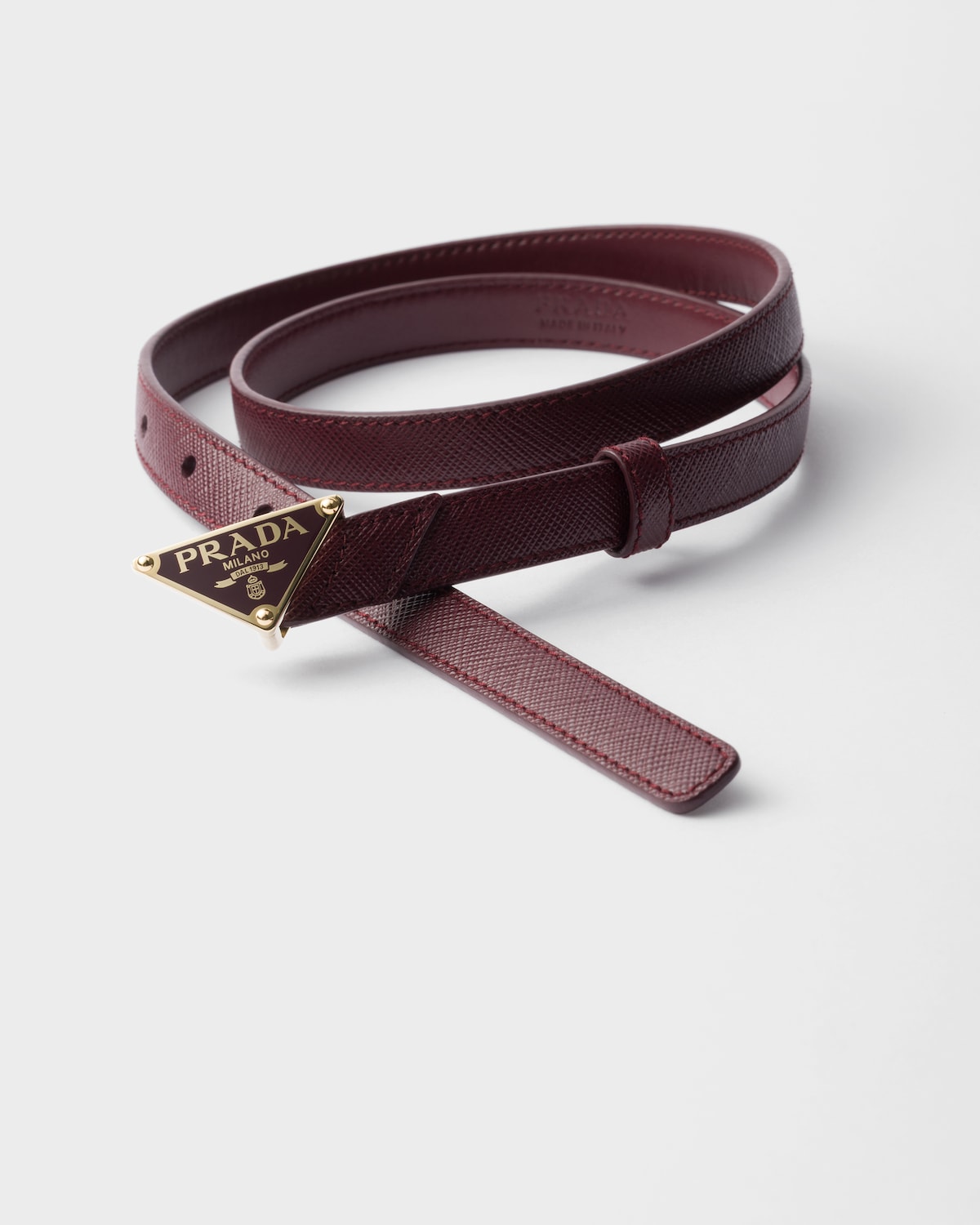 Women's burgundy Saffiano leather belt