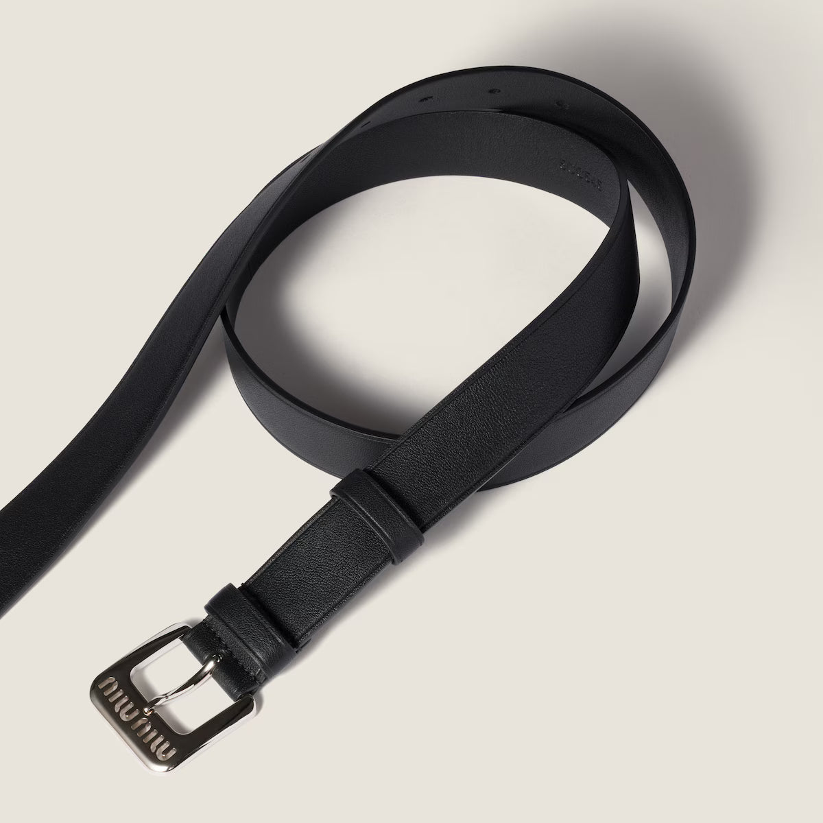 Black nappa leather belt Silver buckle 3cm