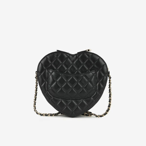 Borsa Large Heart - Pelle di agnello nera