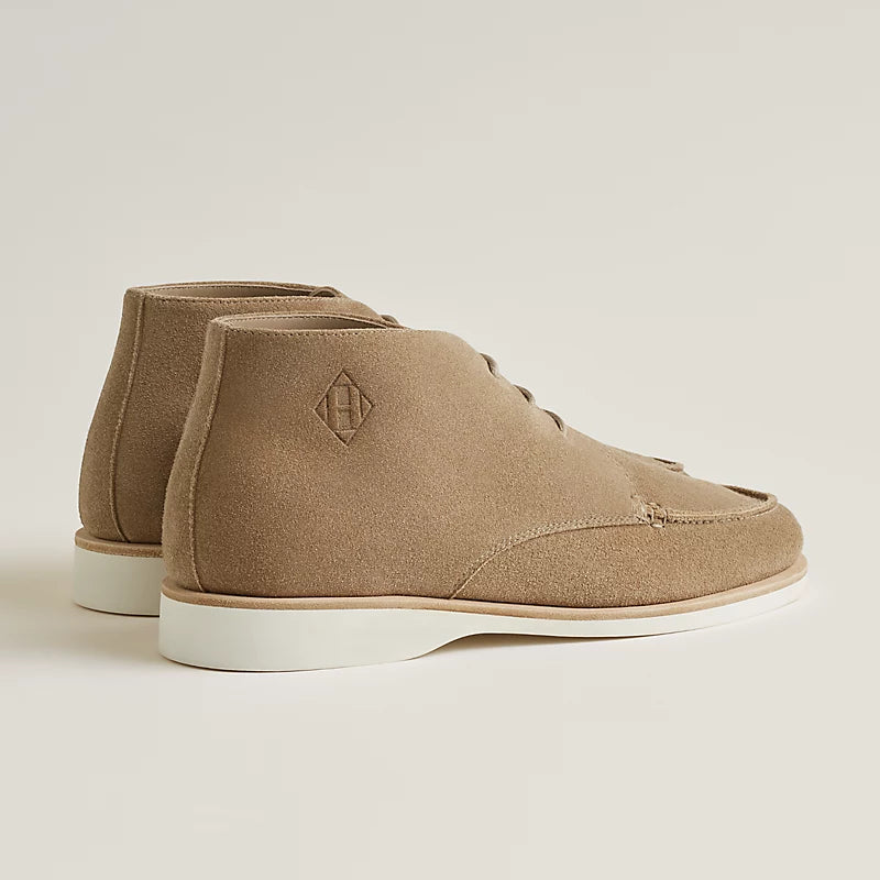 Beige suede derby shoe