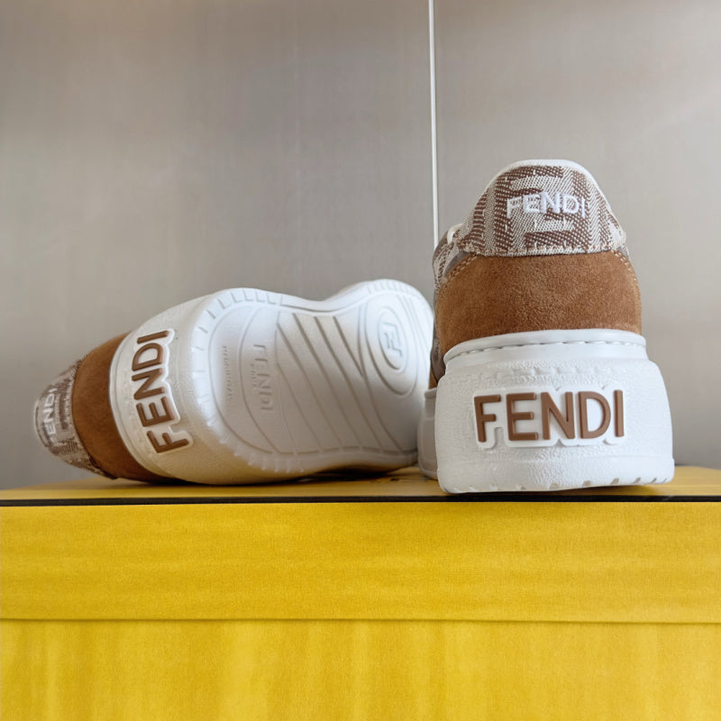 Match FF Fabric Canvas platform sneakers in beige