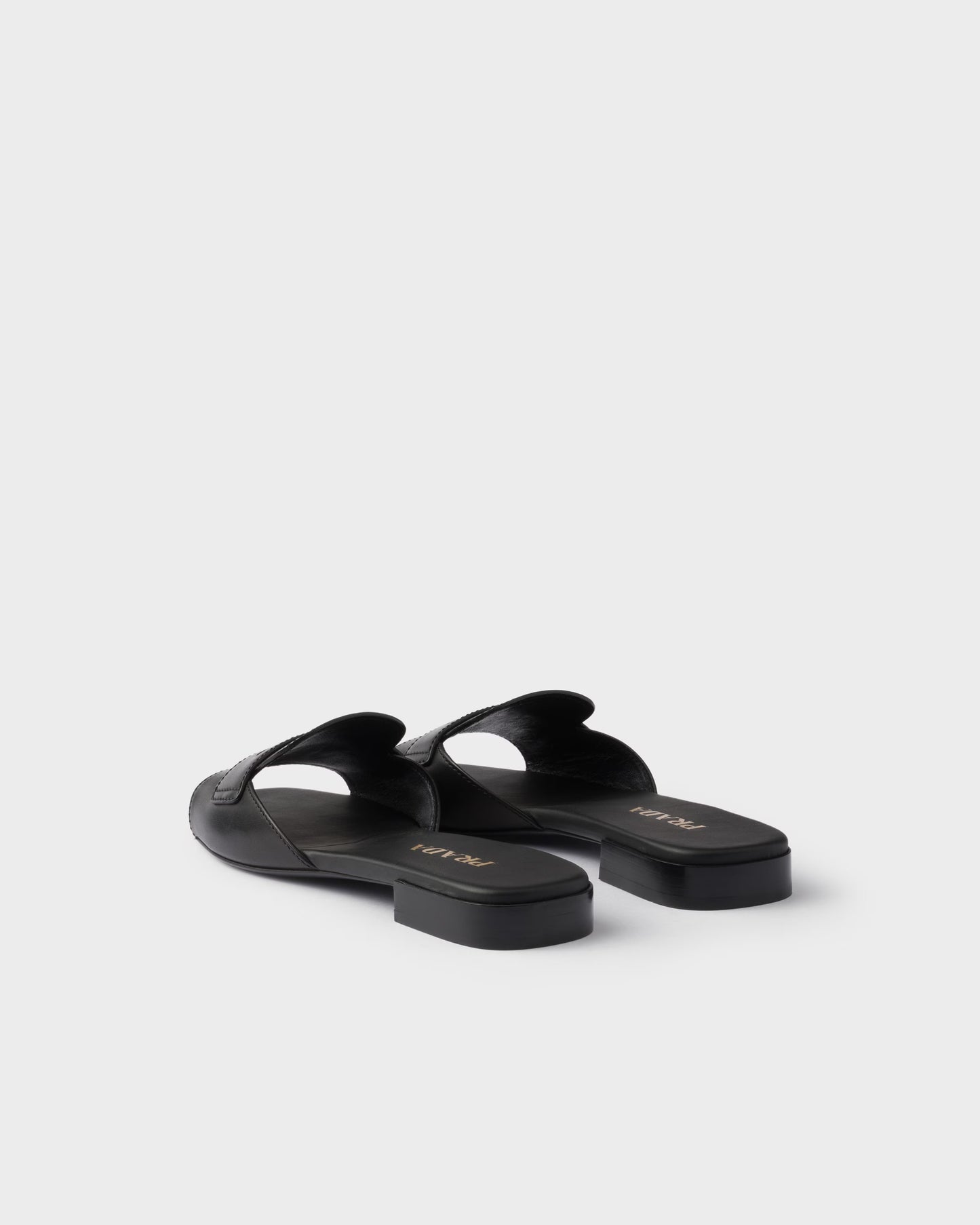 Schwarze Leder-Slider-Sandalen