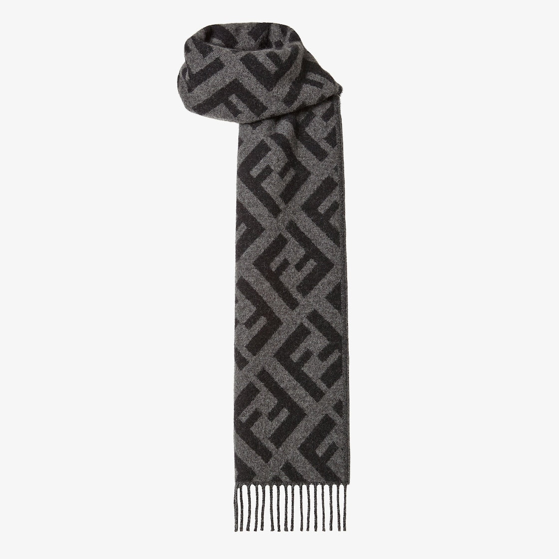 Men's grey and black FF cashmere scarf