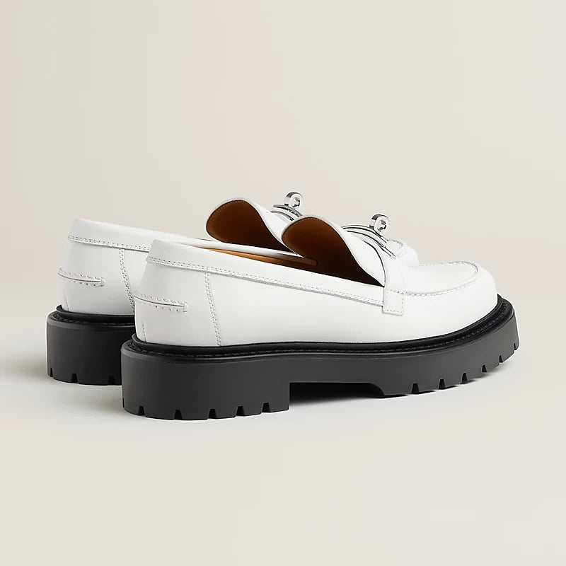 White leather Icon loafers