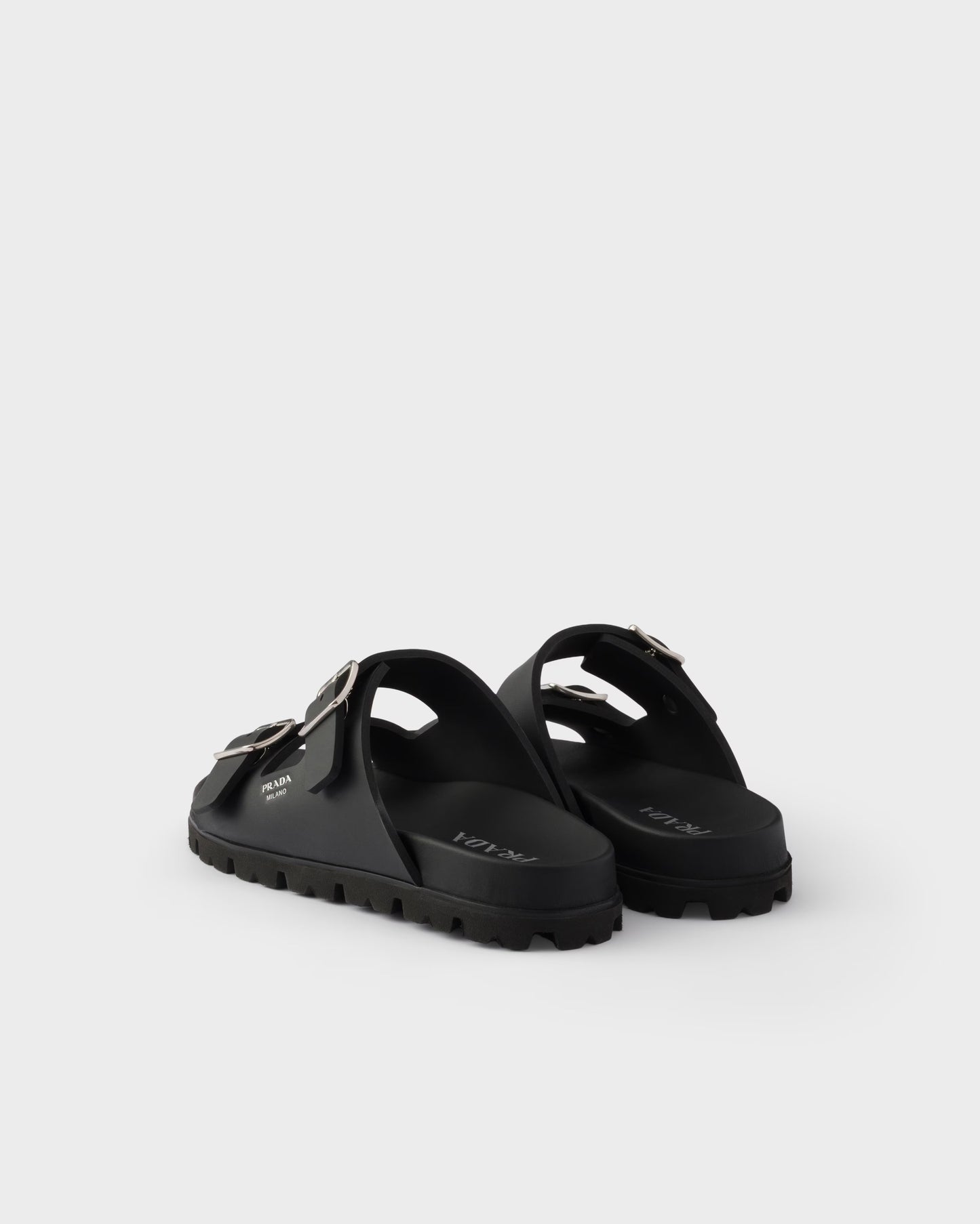 Schwarze Slider-Sandalen aus Gummi