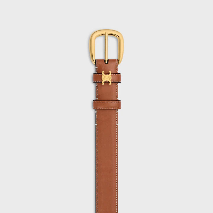 Cintura Vivienne da 25mm in pelle di vitello naturale cuoio donna