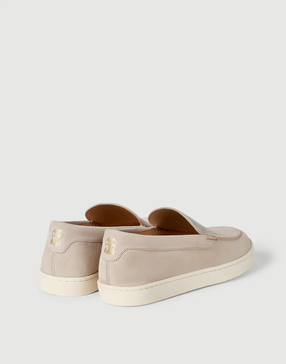 Beige chevron suede loafers