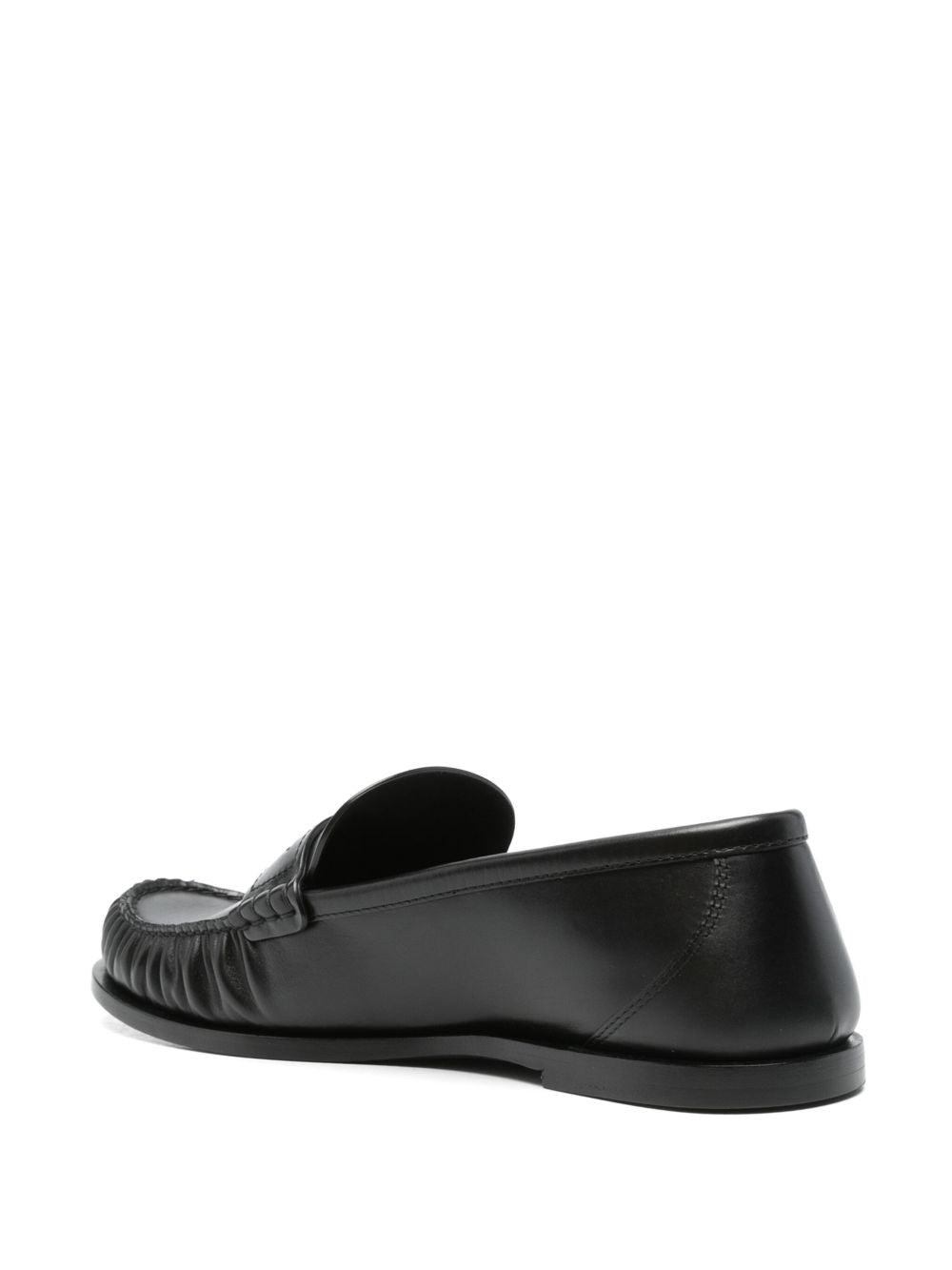 Black leather loafers