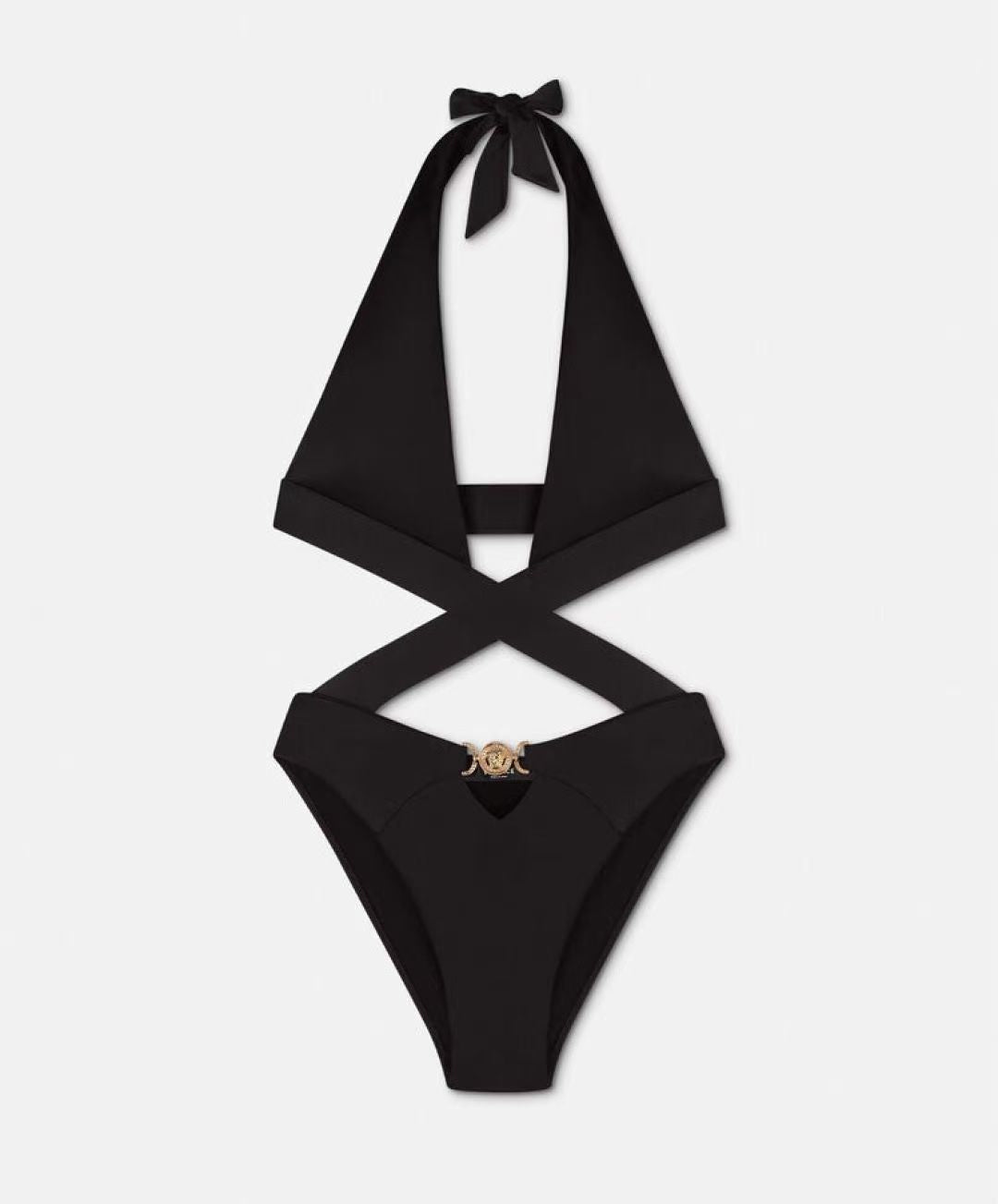 Costume da Bagno Intero con Cut Out Greca Nero