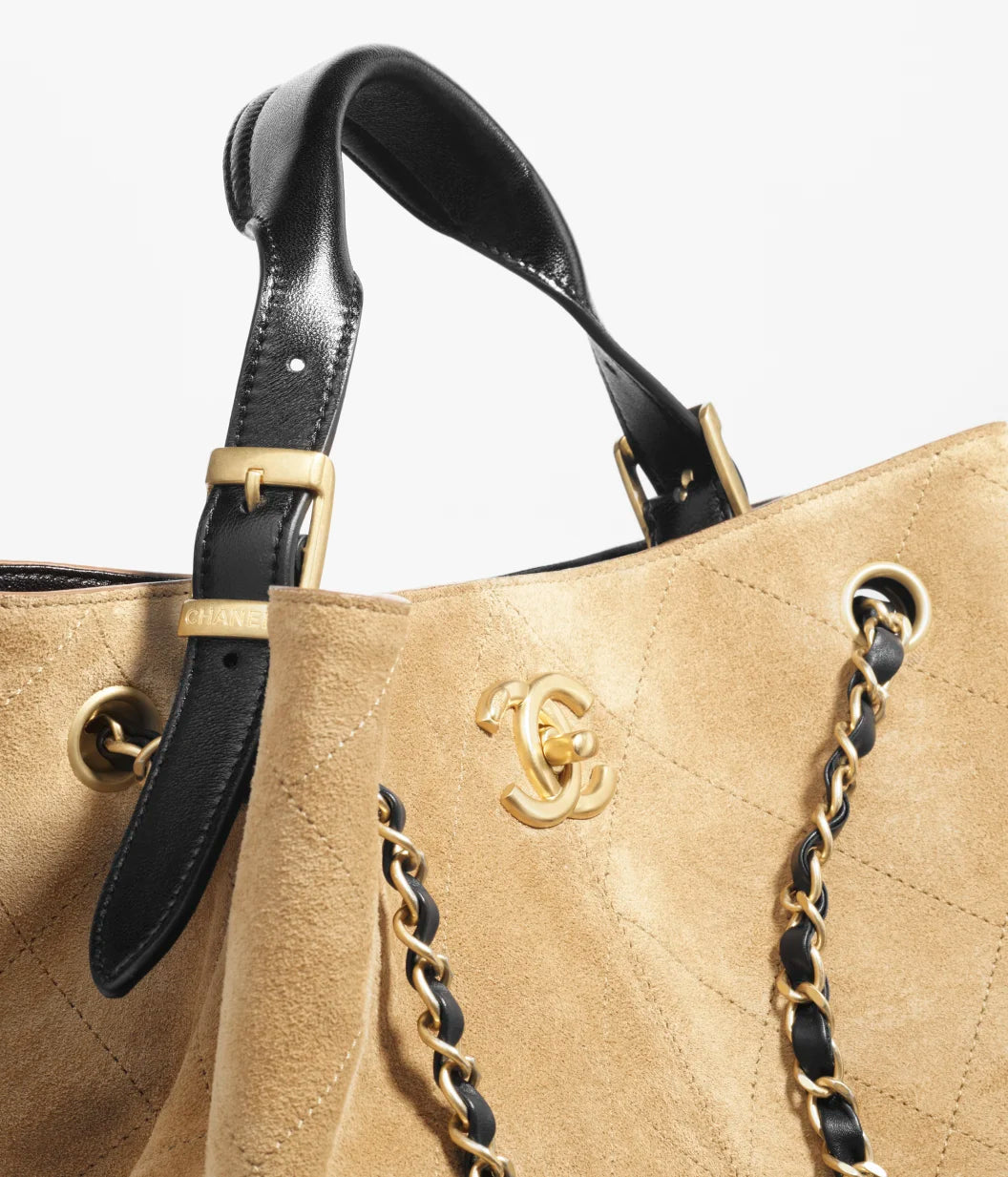 Beige & Black Shopping Bag