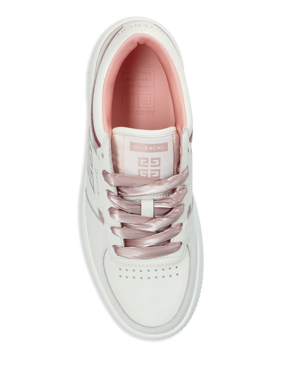 Sneaker con logo stampato bianco/oro rosa