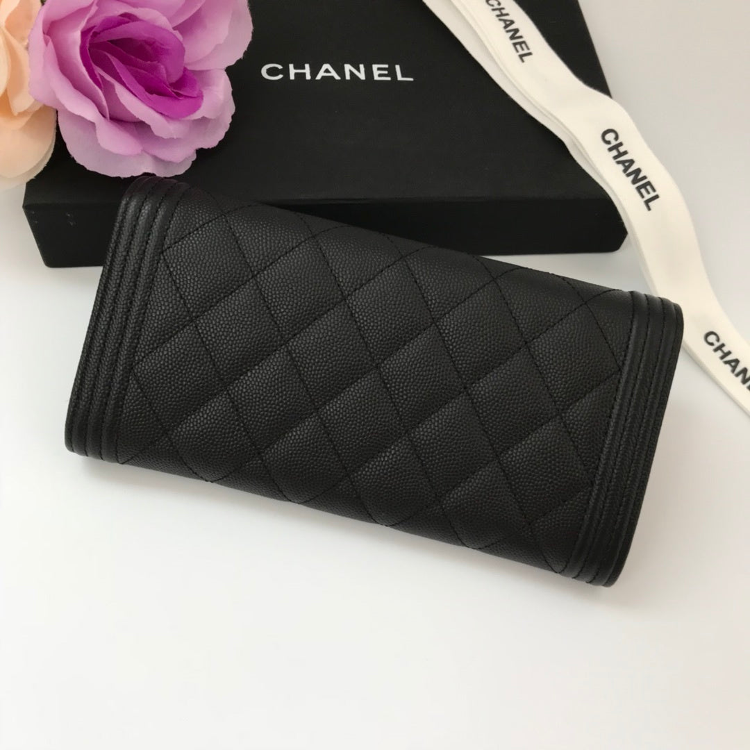 Black Boy Long Flap Wallet