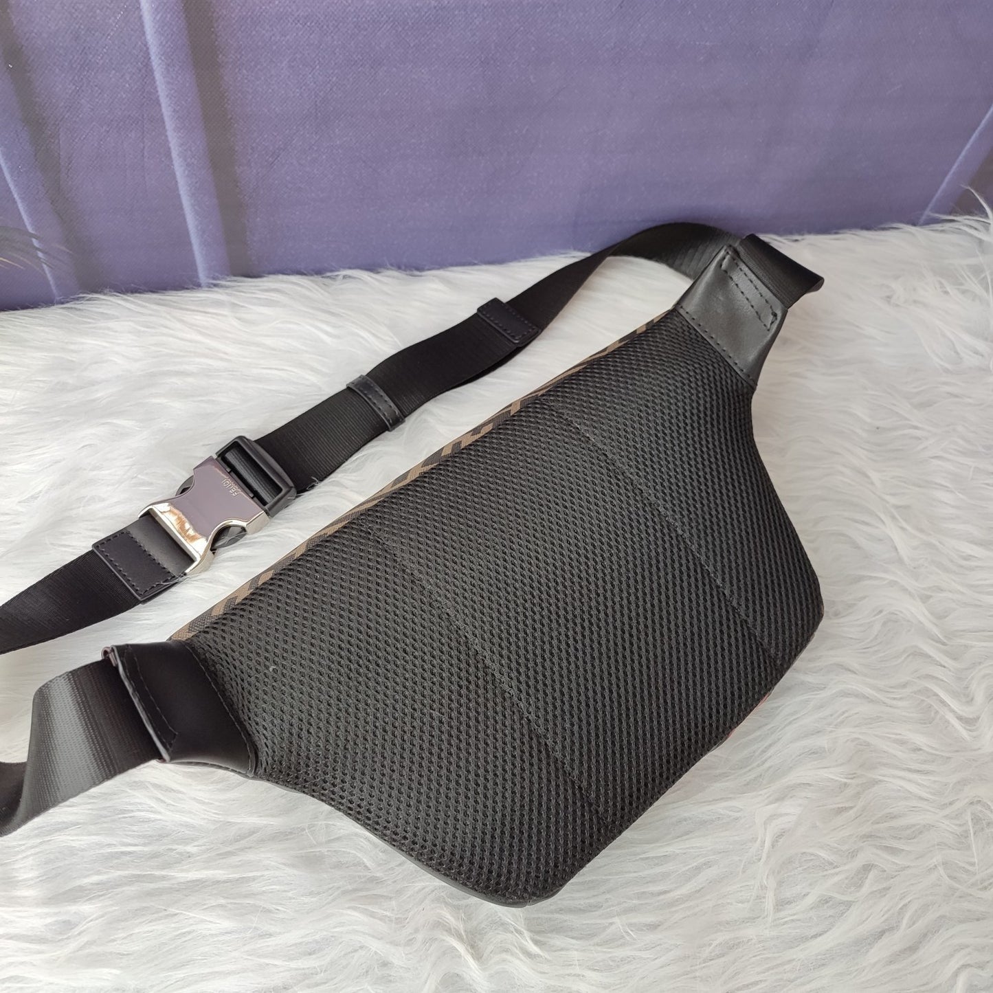 Marsupio multicolore in tela rivestita Zucca e pelle con motivo FF