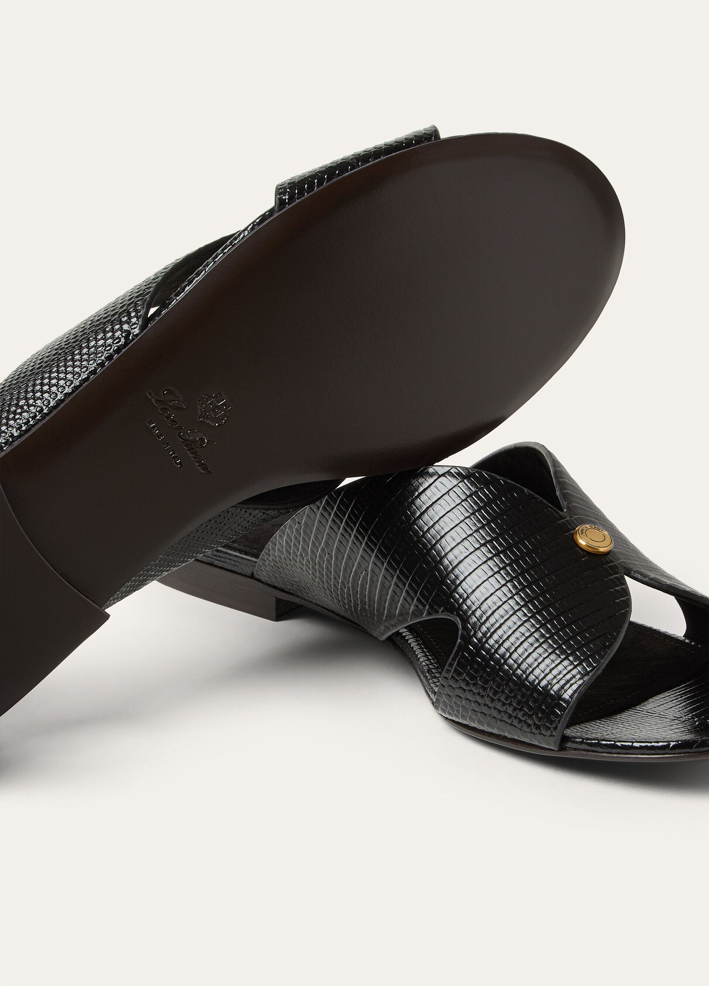 Black Lizard Genuine Leather Sandals