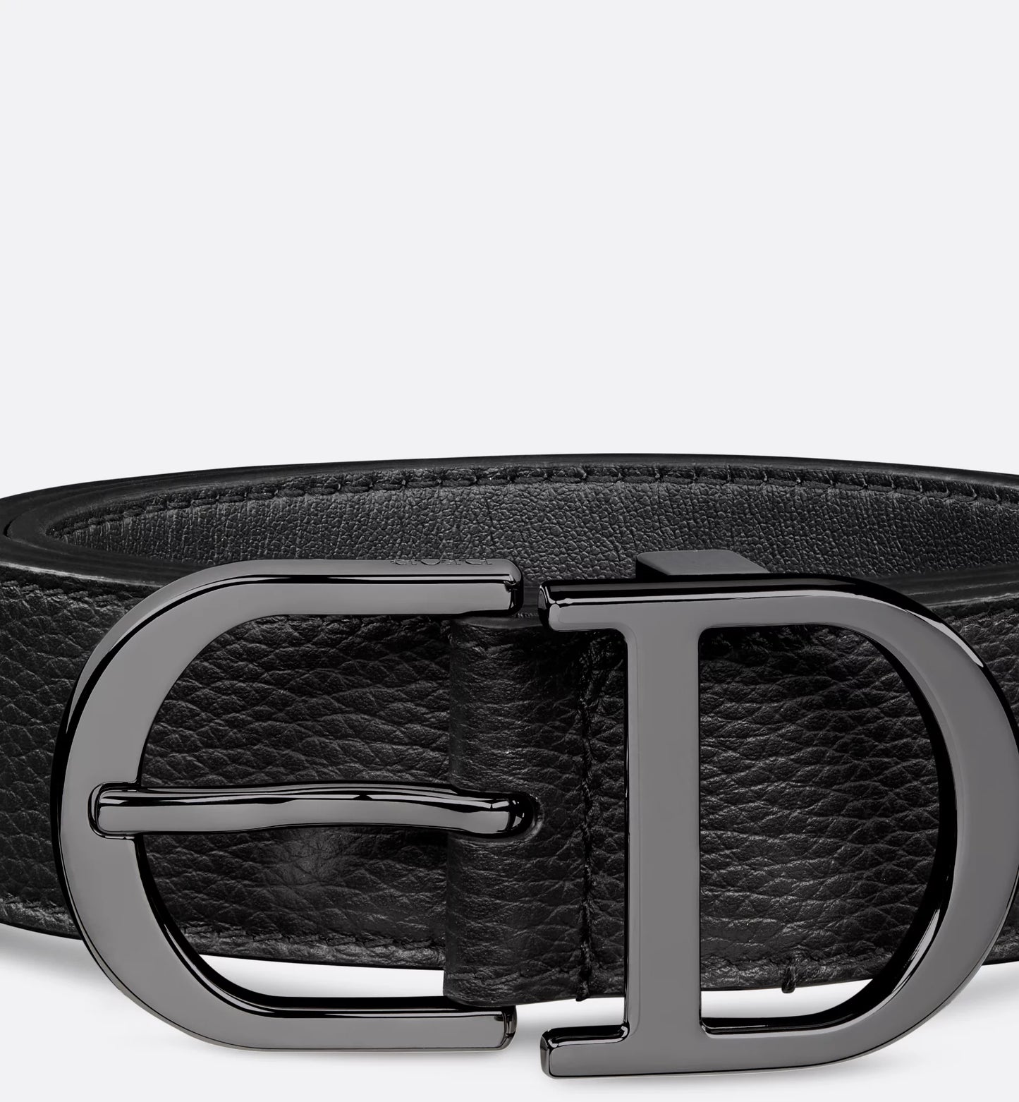 Men's 33mm black hammered calfskin leather belt