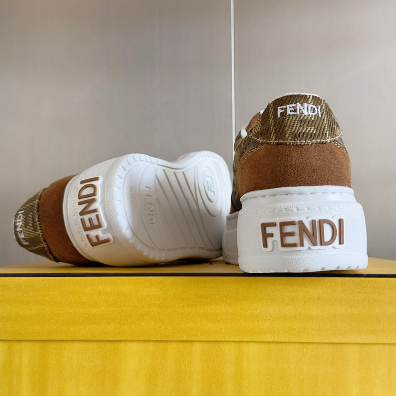 Brown FF Fabric Canvas Platform Match Sneakers