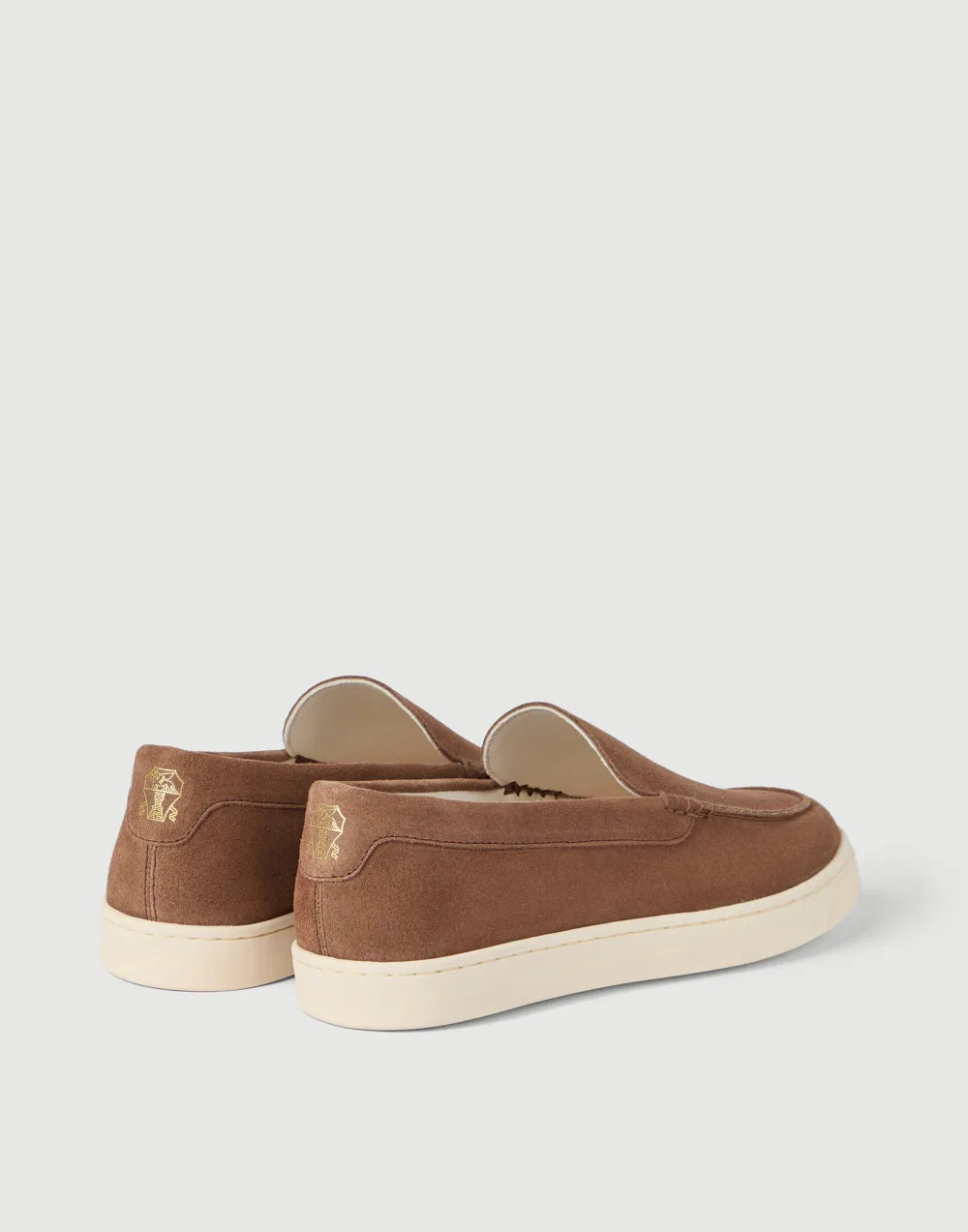 Hazelnut chevron effect suede loafers