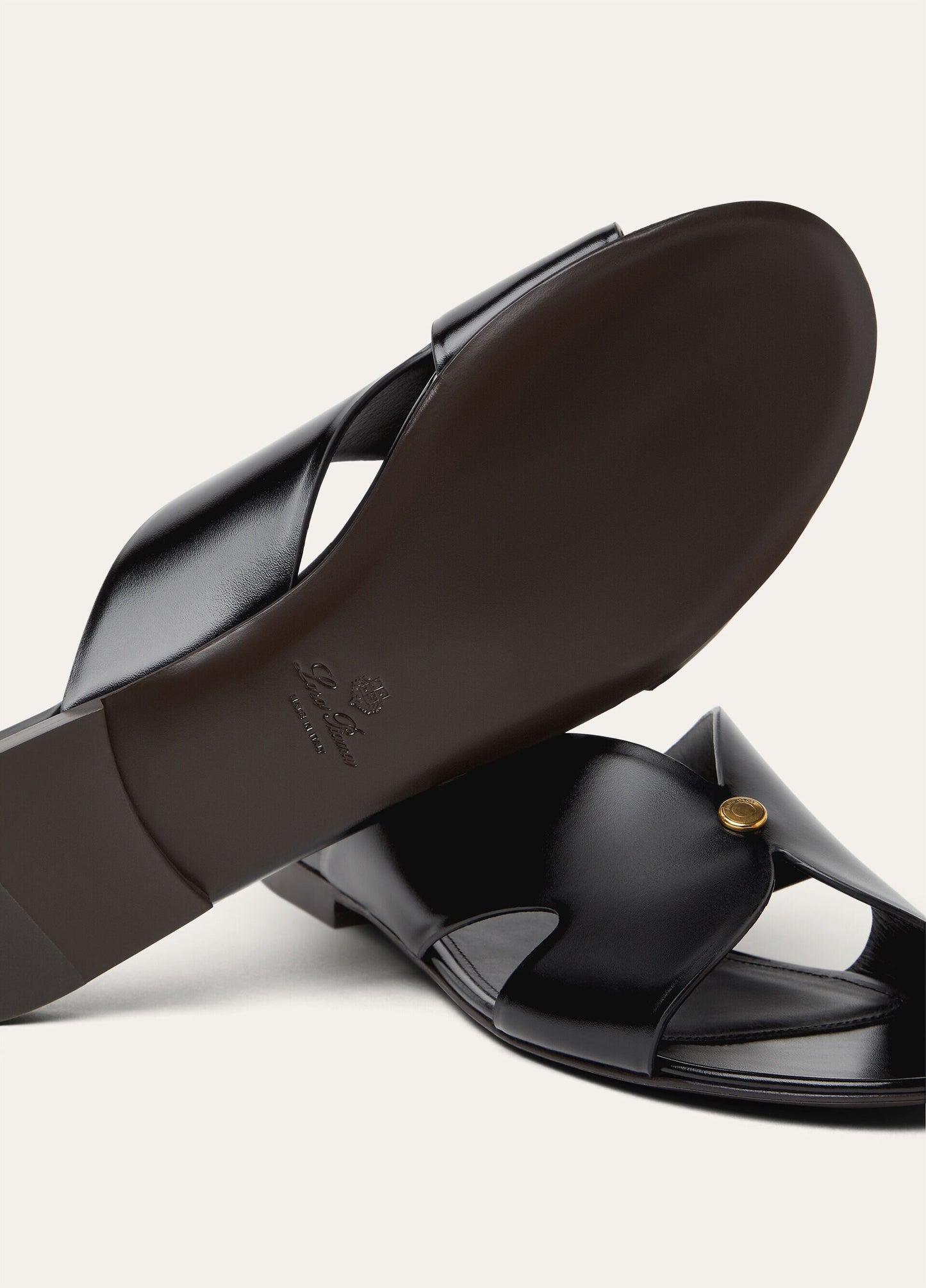 Black Genuine Calf Leather Sandals